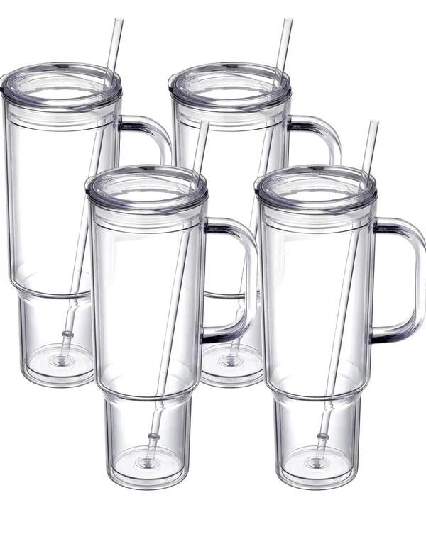 40oz Clear Acrylic Snow Globe Tumbler