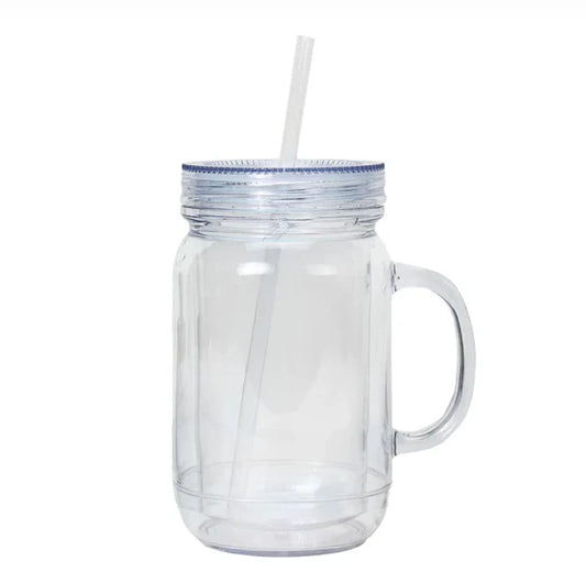 20oz Clear Acrylic Snow Globe Mason Jar