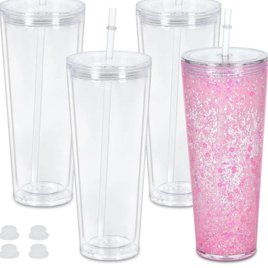 24oz Clear Acrylic Snow Globe Tumbler