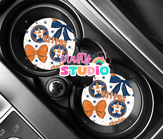 🧲⚾ Houston Astros Bow Car Coasters ⚾🧲