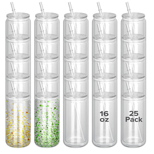 16oz Clear Acrylic Snow Globe Tumbler